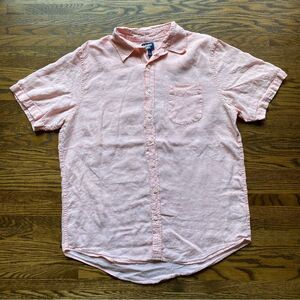 Lands' End Men's Traditional Fit Short Sleeve Linen Shirt large tall 100% linen